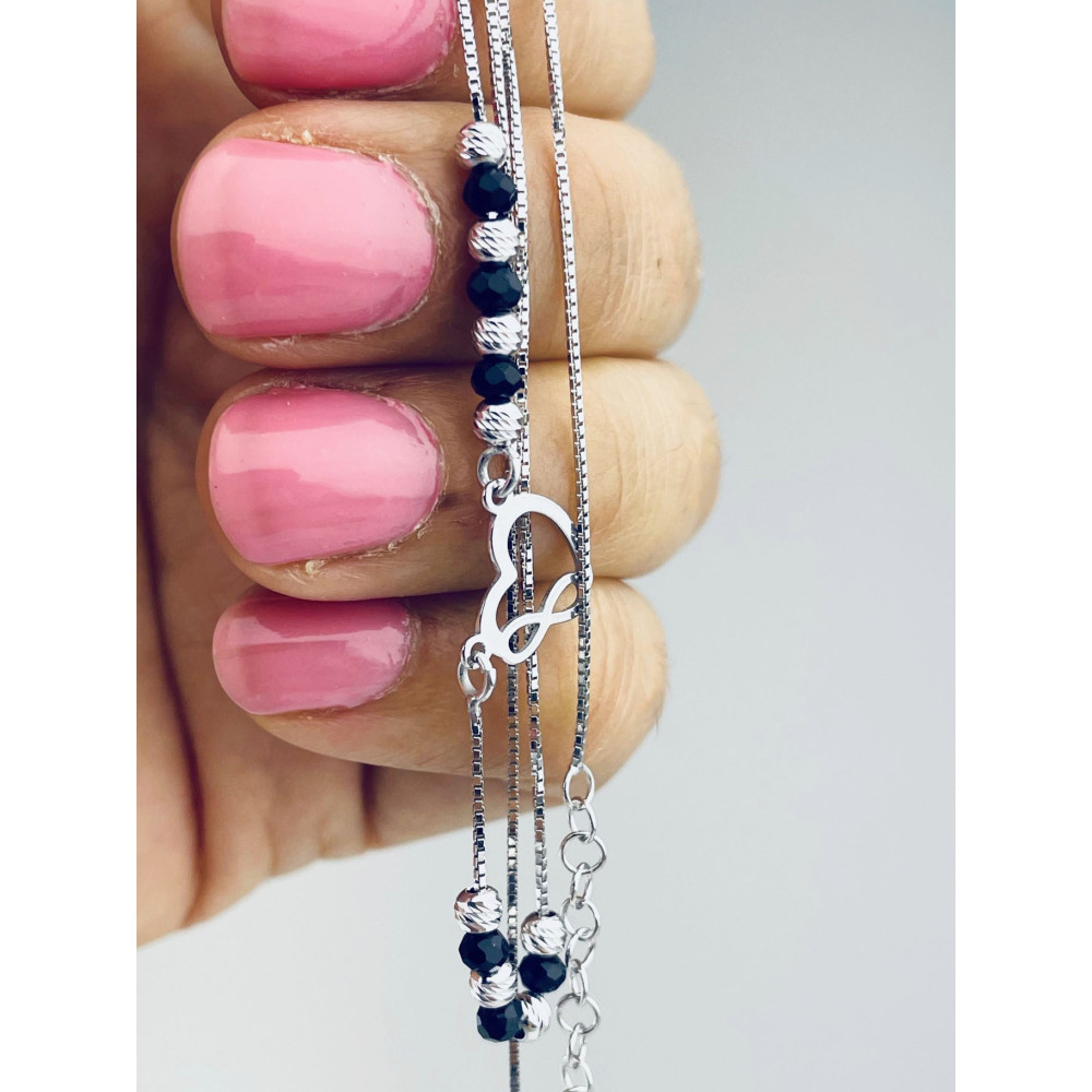 Infinity Herz 925 Silber Halskette mit Spinel Halsband Damen