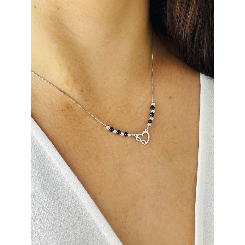 Infinity Herz 925 Silber Halskette mit Spinel Halsband Damen