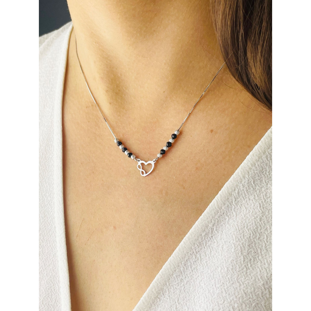 Infinity Herz 925 Silber Halskette mit Spinel Halsband Damen