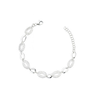 Silber Armband filigran modular - ovale, gewellte Elemente 925