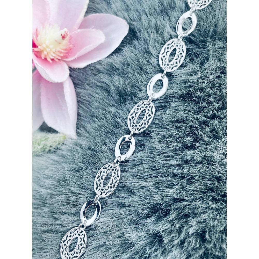 Silber Armband filigran modular - ovale, gewellte Elemente 925