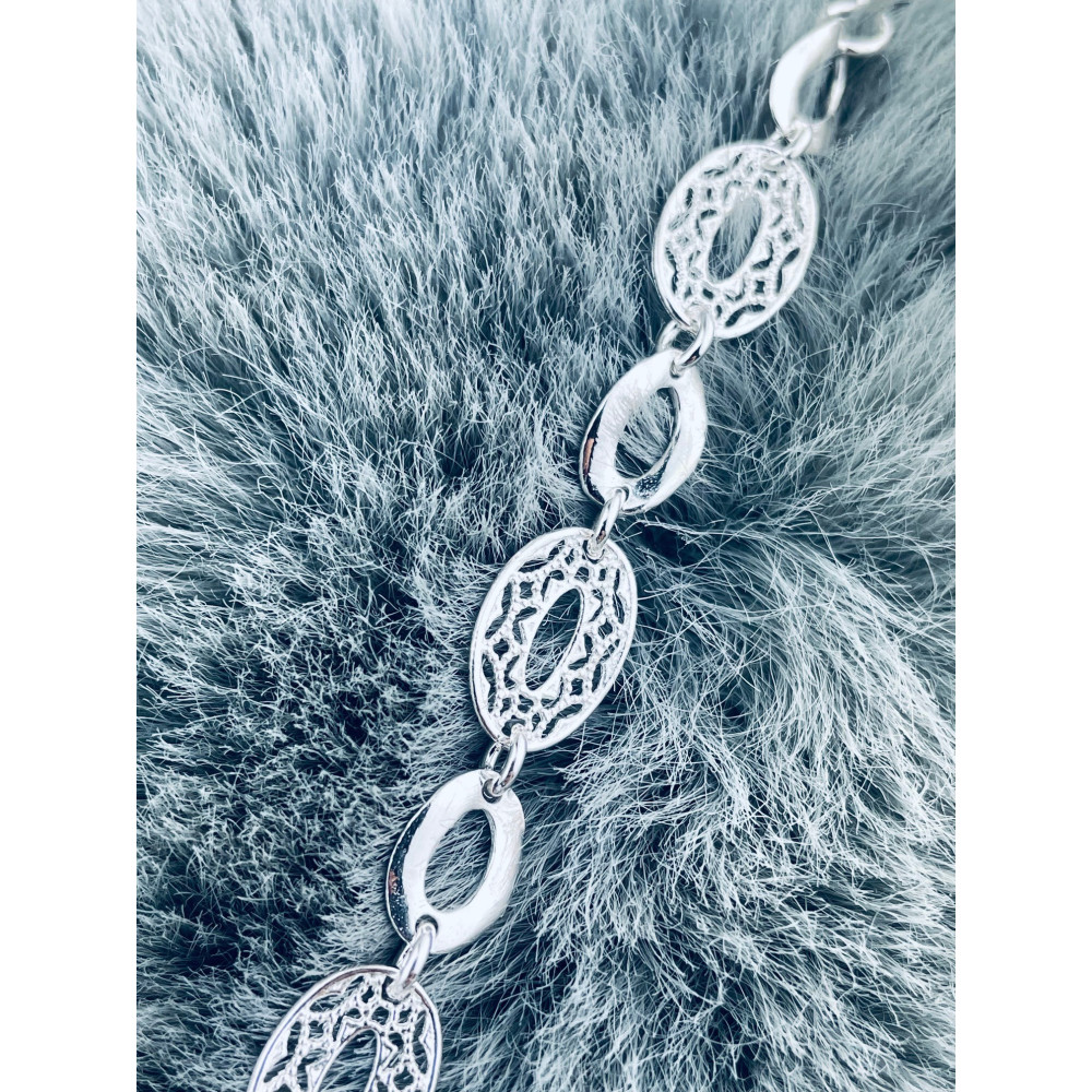 Silber Armband filigran modular - ovale, gewellte Elemente 925