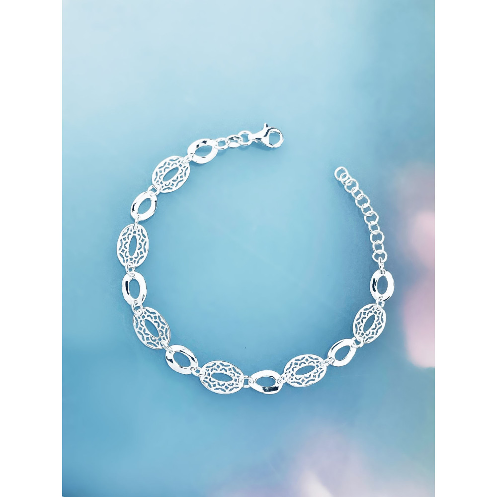 Silber Armband filigran modular - ovale, gewellte Elemente 925