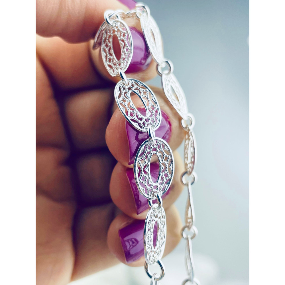 Srebrna bransoletka ażurowa regulowana