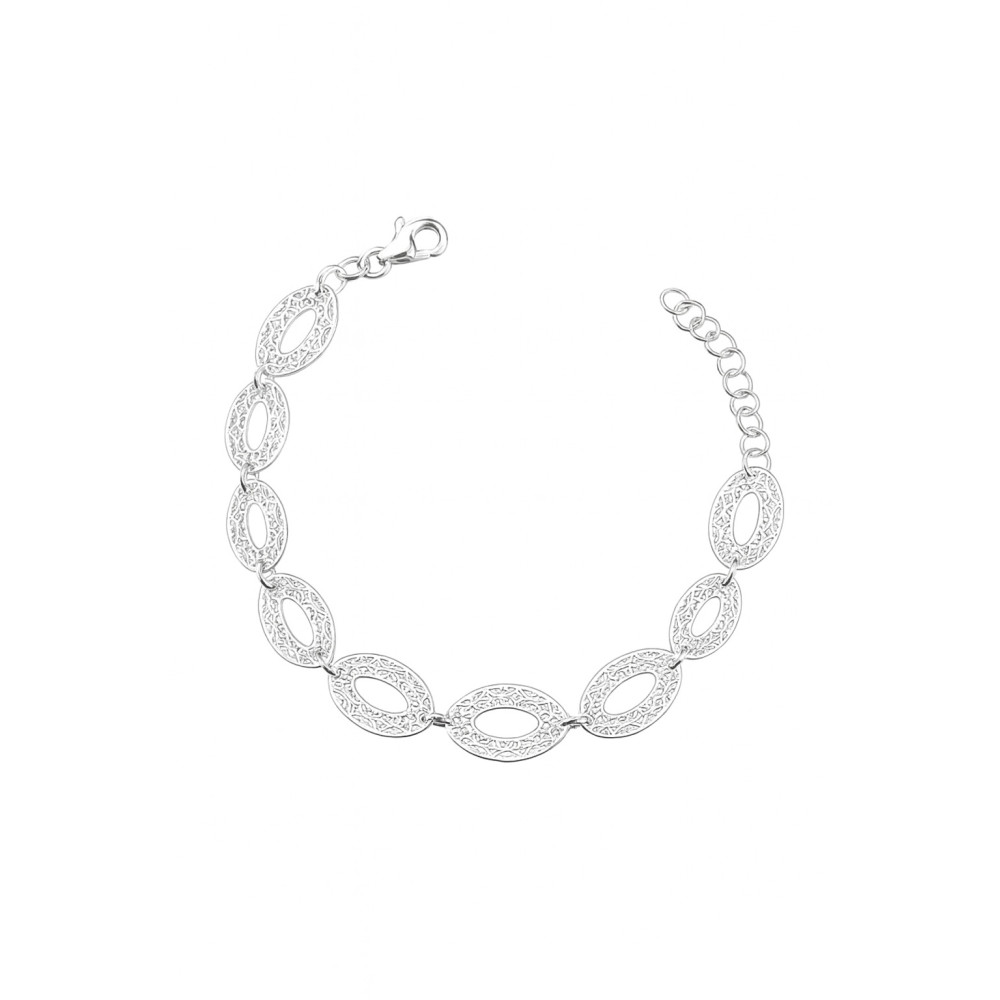 Silber Armband filigran modular - ovale, gewellte Elemente 925