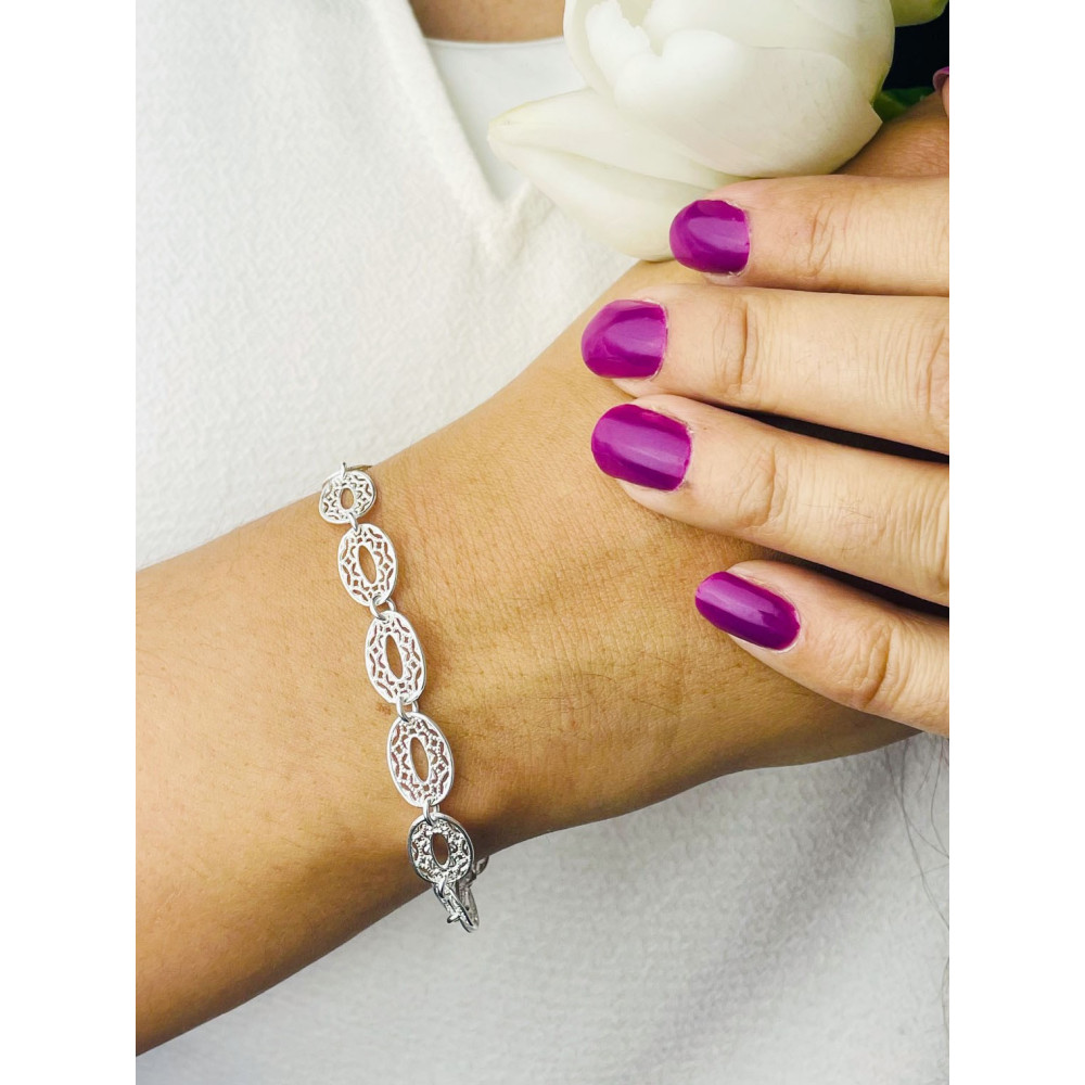 Srebrna bransoletka ażurowa regulowana