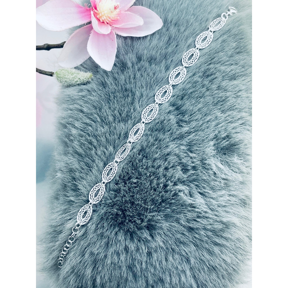 Silber Armband filigran modular - ovale, gewellte Elemente 925