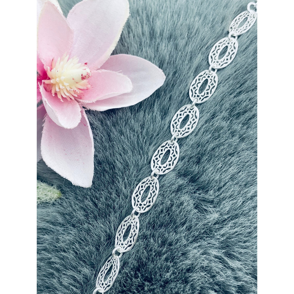 Silber Armband filigran modular - ovale, gewellte Elemente 925