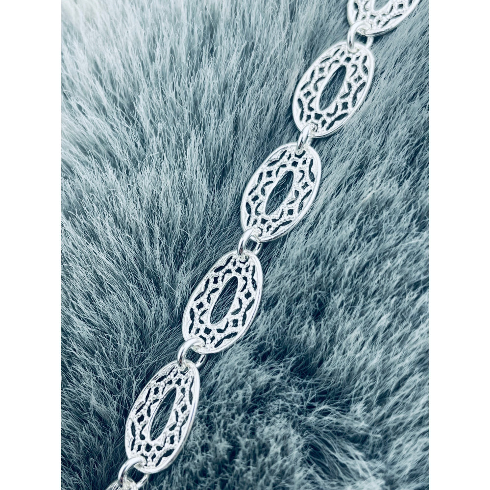 Silber Armband filigran modular - ovale, gewellte Elemente 925
