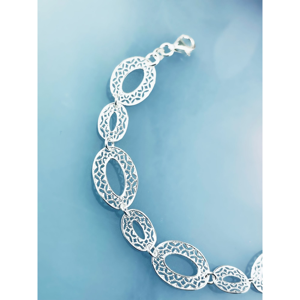 Silber Armband filigran modular - ovale, gewellte Elemente 925