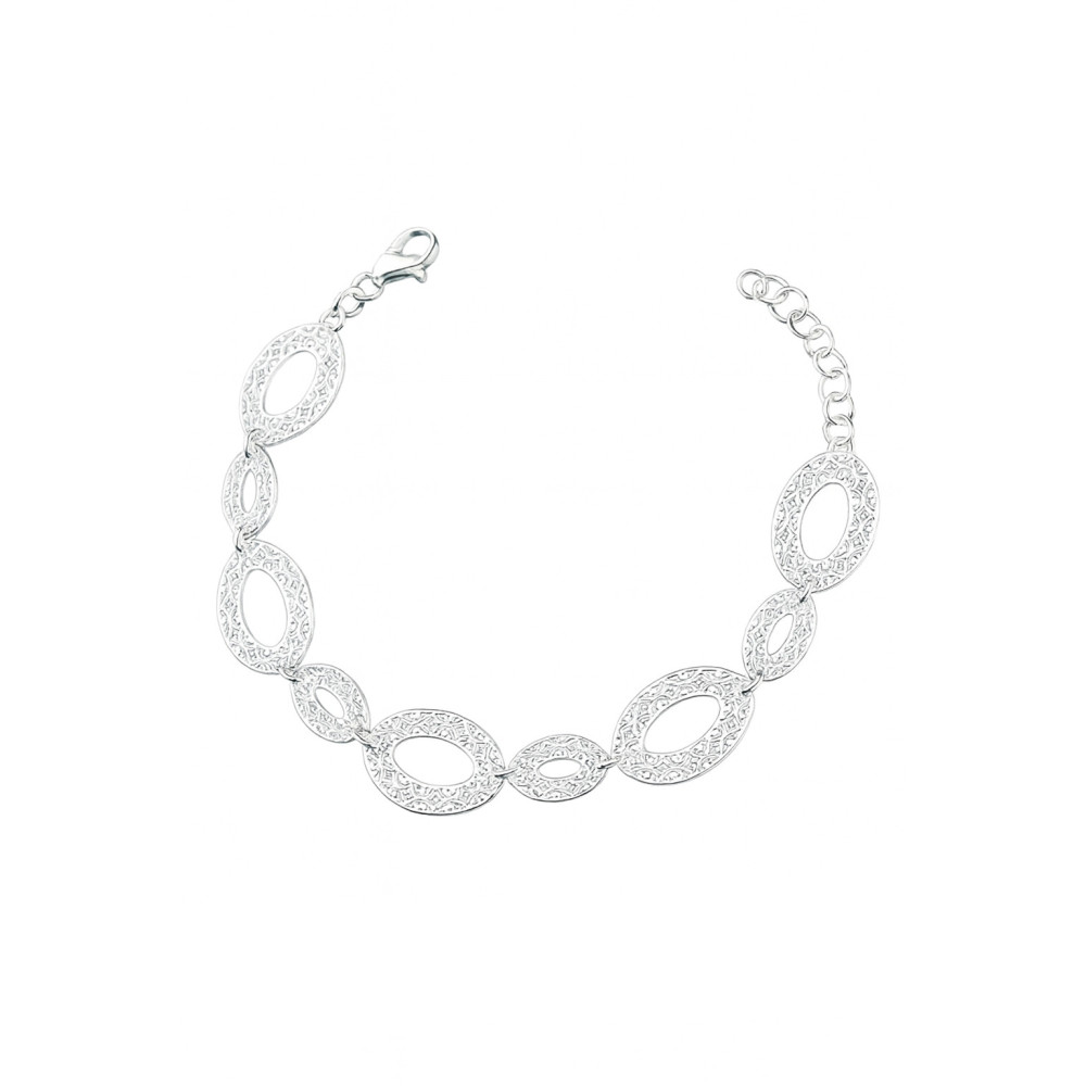Silber Armband filigran modular - ovale, gewellte Elemente 925