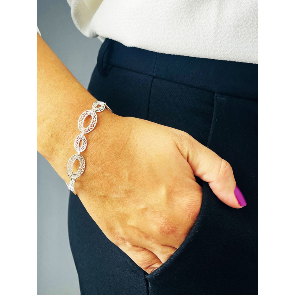 Złota bransoletka celebrytka serce nieskończoność