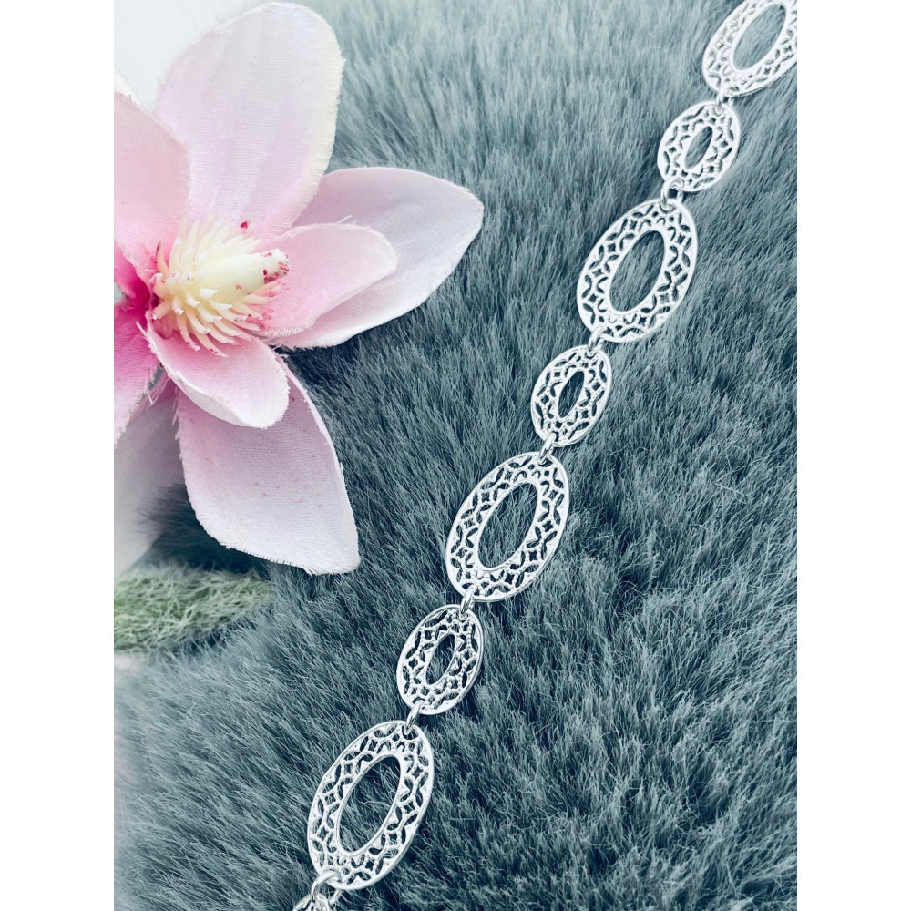 Silber Armband filigran modular - ovale, gewellte Elemente 925