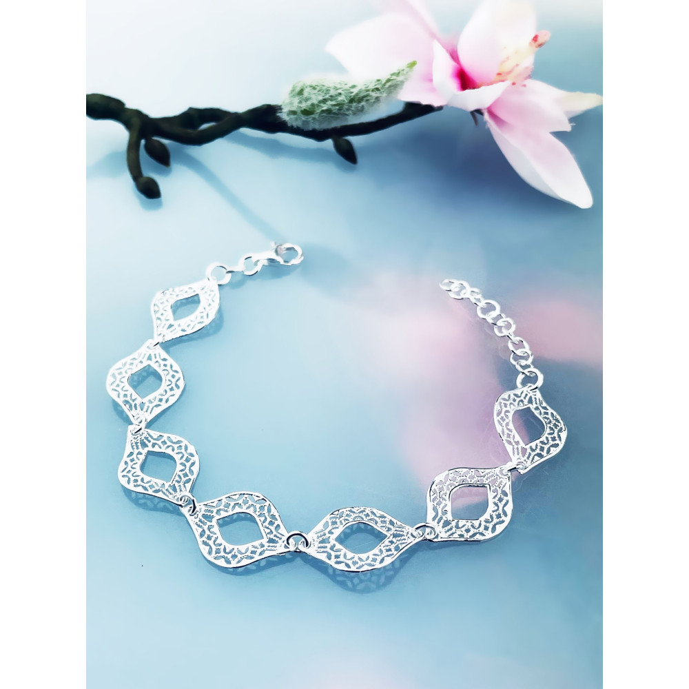 Silberarmband 925 filigran - ovale Durchbruch-Elemente