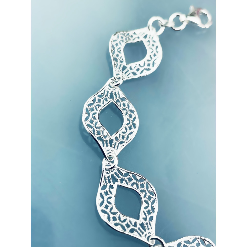 Silberarmband 925 filigran - ovale Durchbruch-Elemente