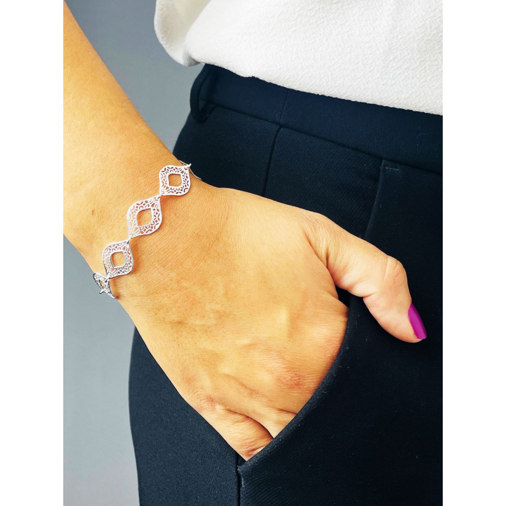 Silberarmband 925 filigran - ovale Durchbruch-Elemente