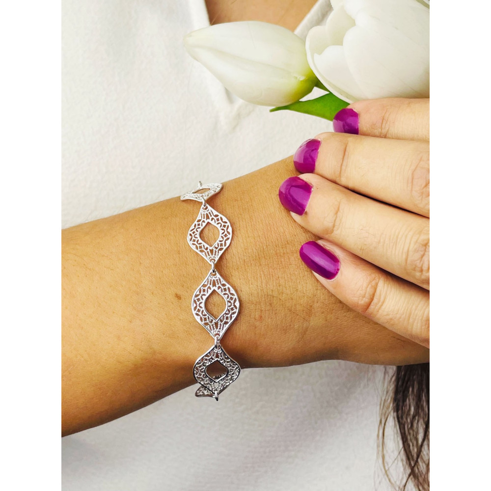 Silberarmband 925 filigran - ovale Durchbruch-Elemente