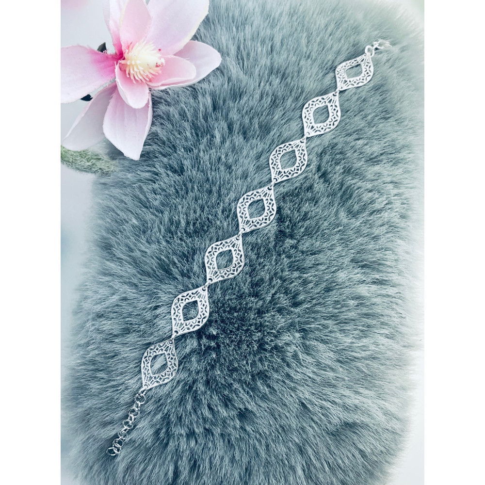 Silberarmband 925 filigran - ovale Durchbruch-Elemente