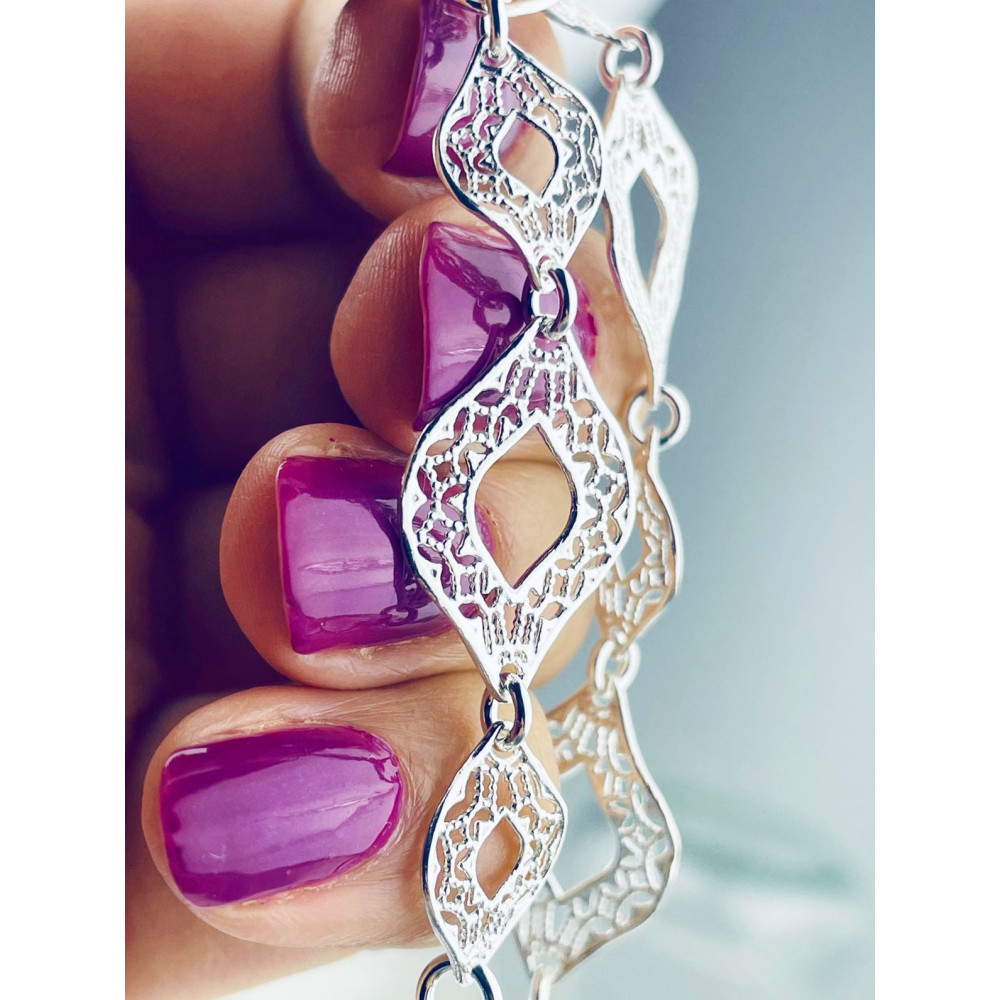 Silberarmband 925 filigran - ovale Durchbruch-Elemente