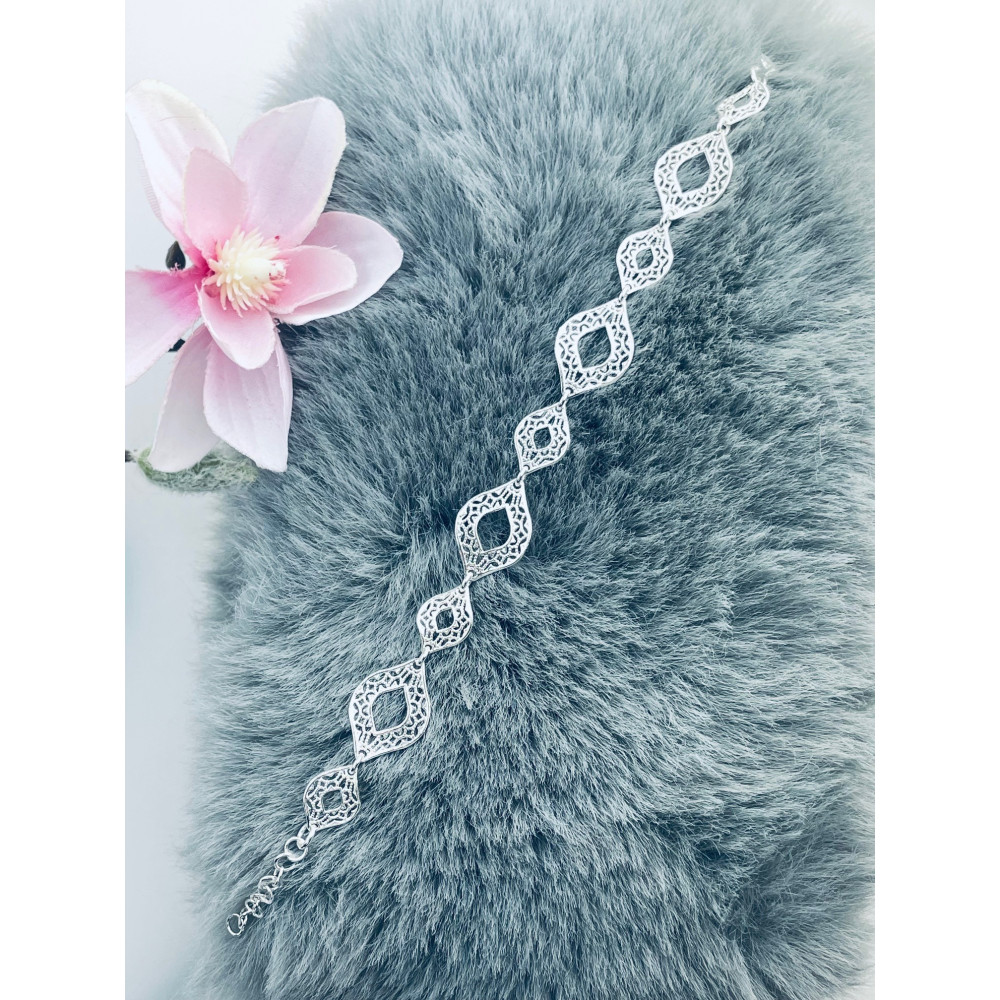 Silberarmband 925 filigran - ovale Durchbruch-Elemente