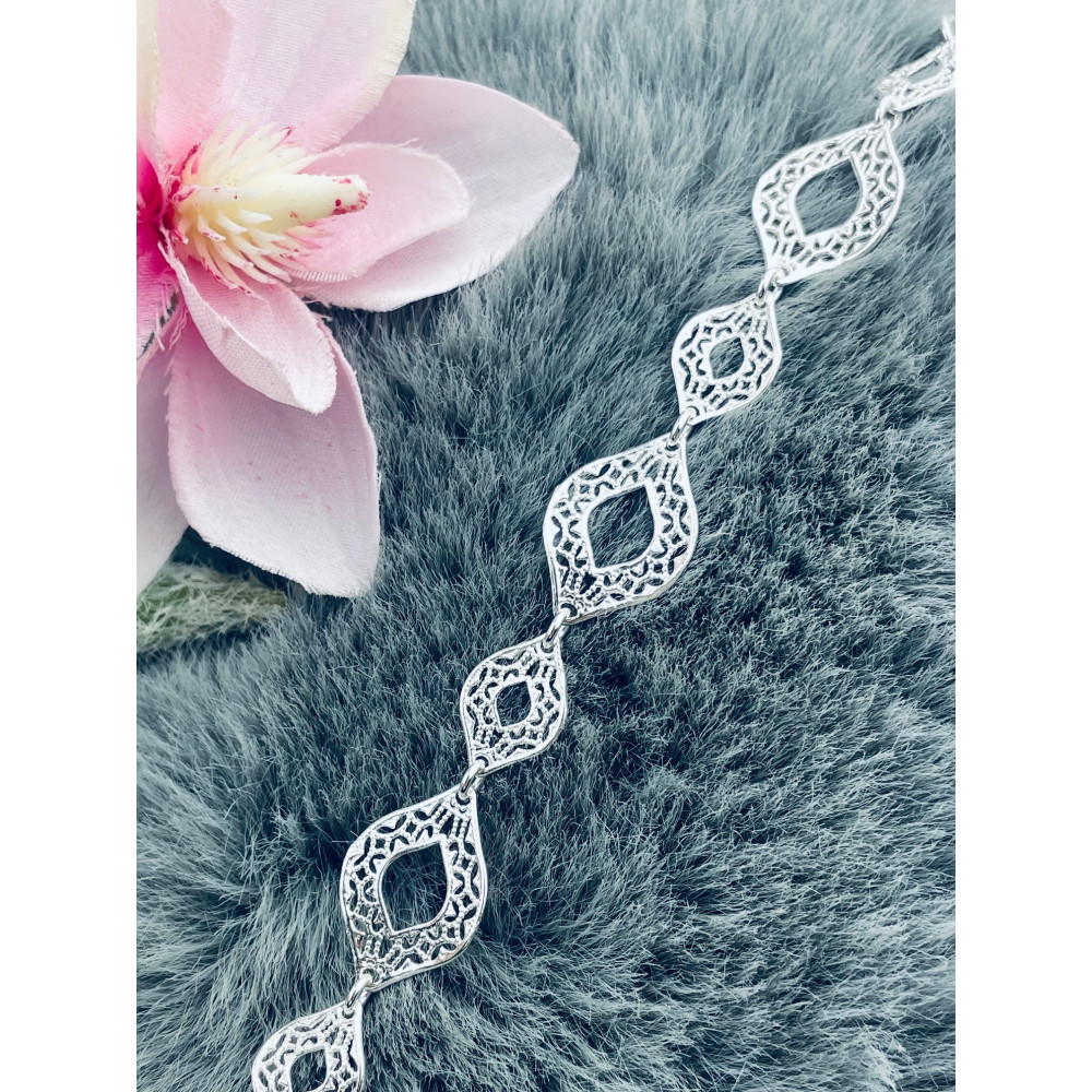 Silberarmband 925 filigran - ovale Durchbruch-Elemente