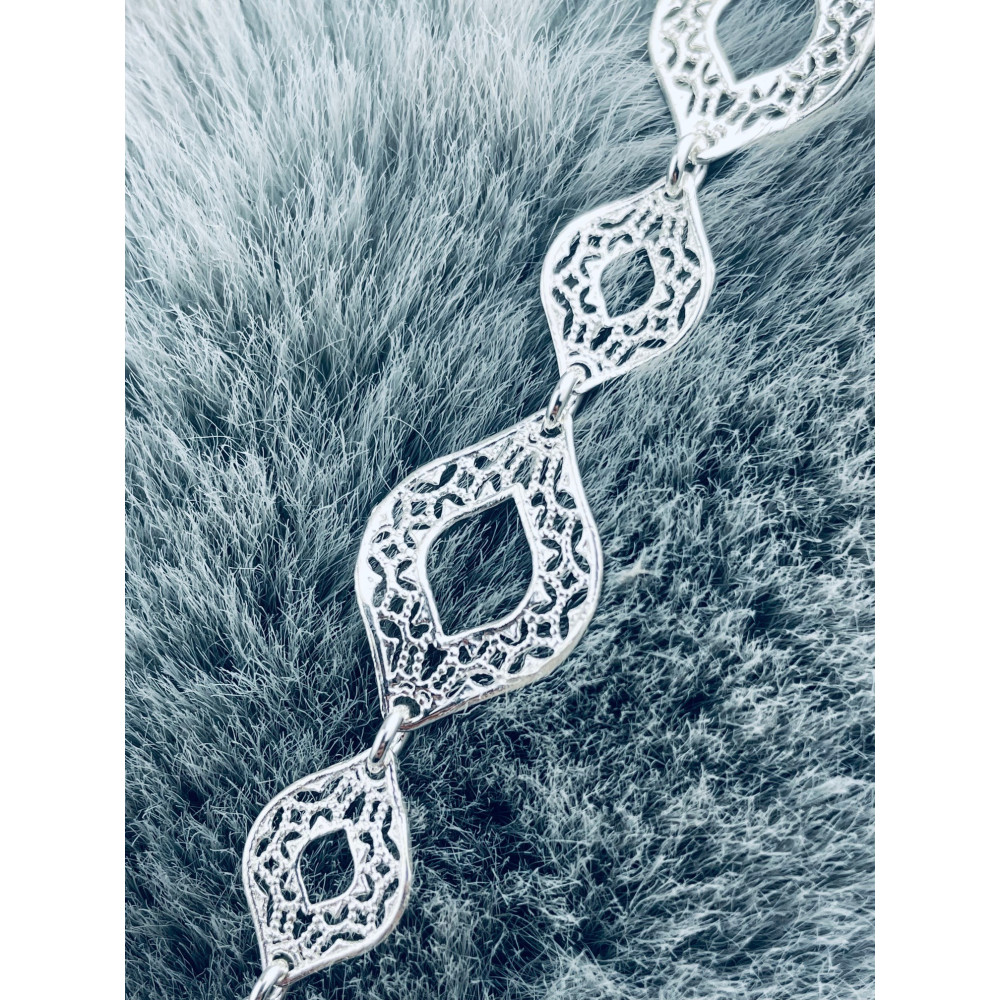 Srebrna bransoletka ażurowa kocie oko