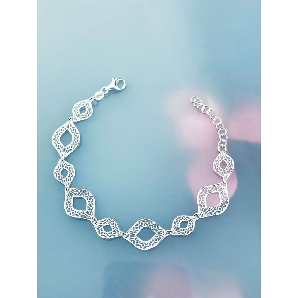 Silberarmband 925 filigran - ovale Durchbruch-Elemente