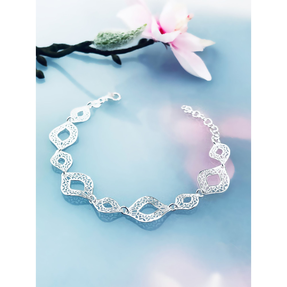Silberarmband 925 filigran - ovale Durchbruch-Elemente