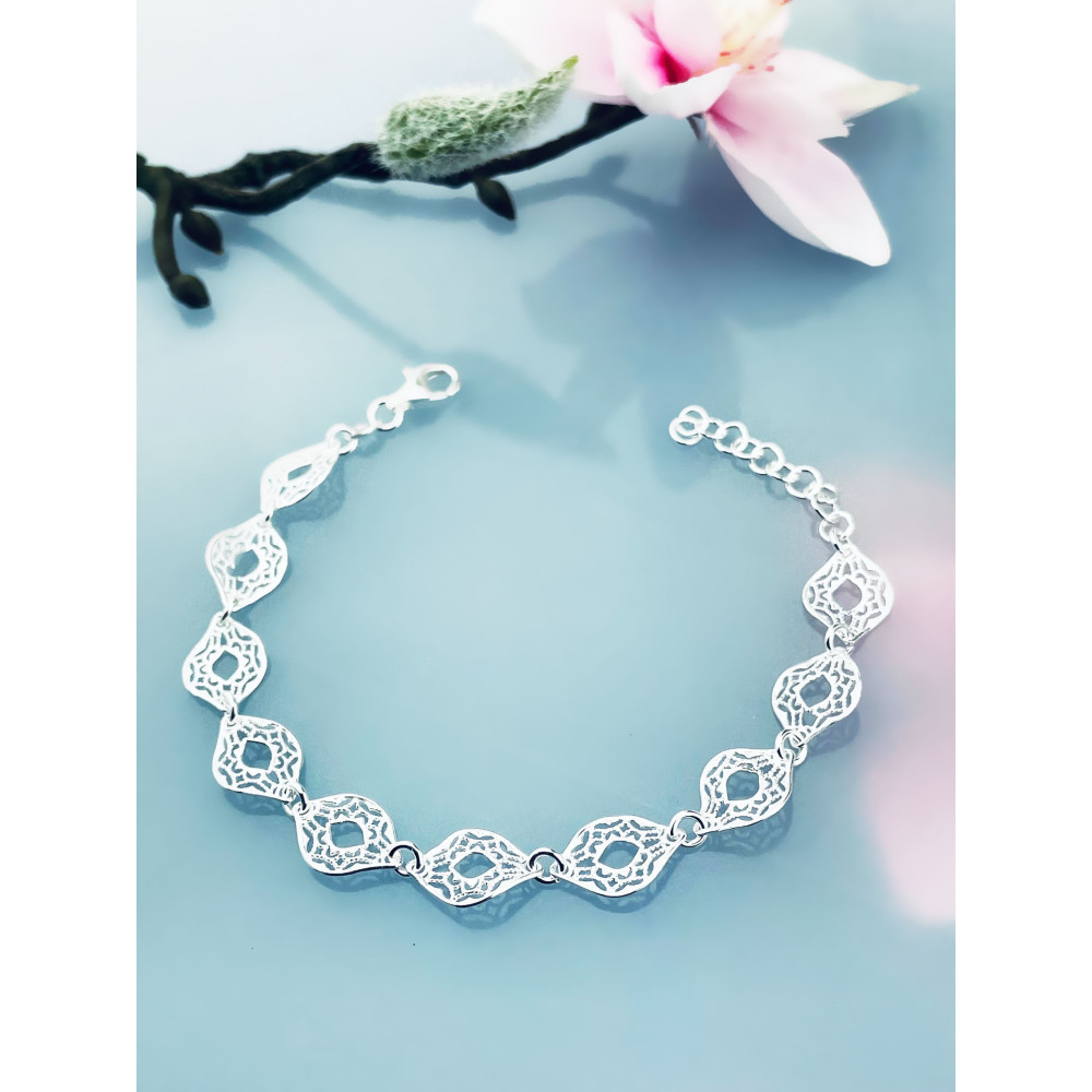 Kopie von Silberarmband 925 filigran - ovale Durchbruch-Elemente