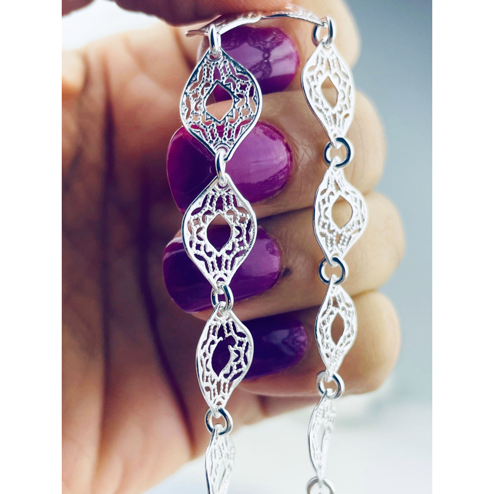 Kopie von Silberarmband 925 filigran - ovale Durchbruch-Elemente