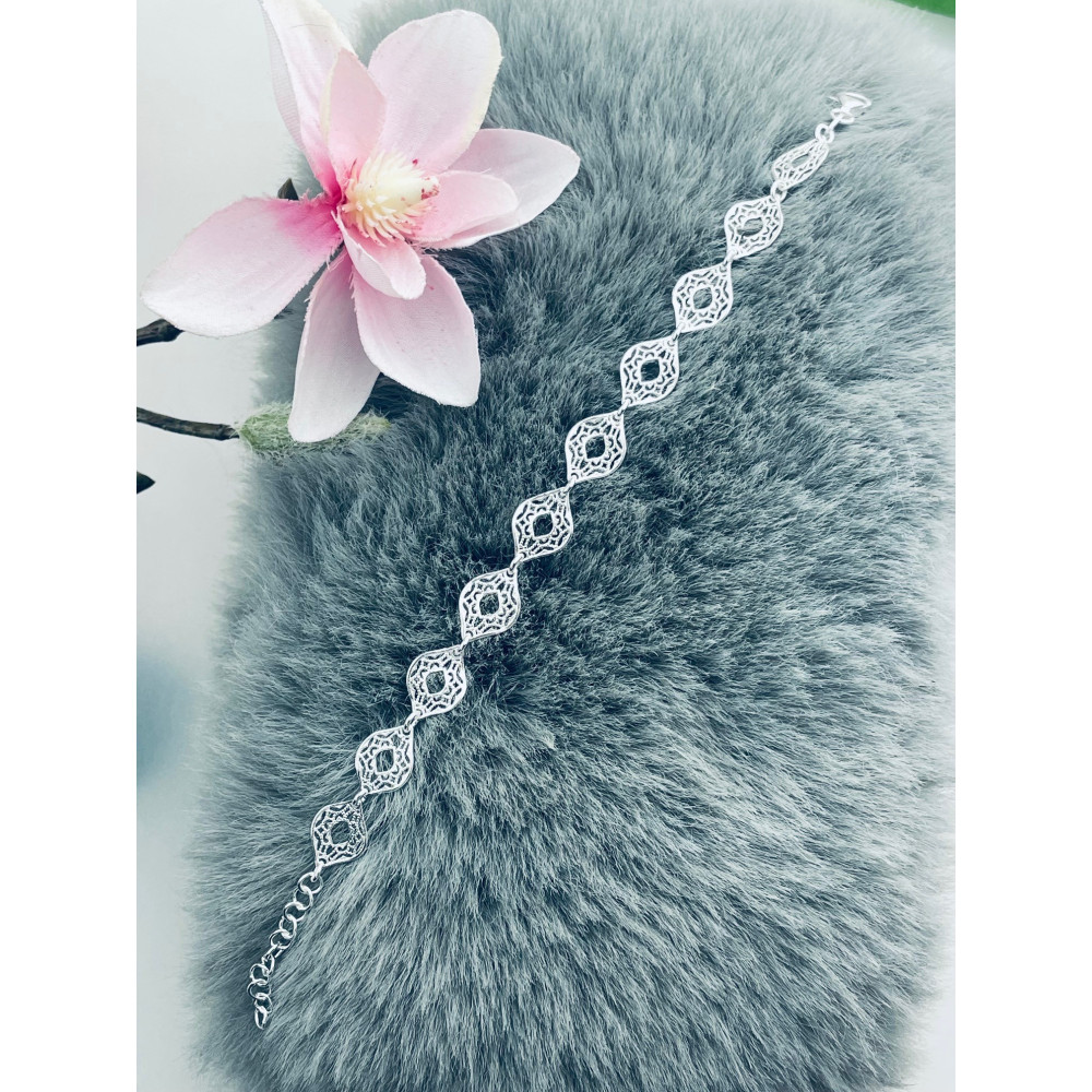 Kopie von Silberarmband 925 filigran - ovale Durchbruch-Elemente