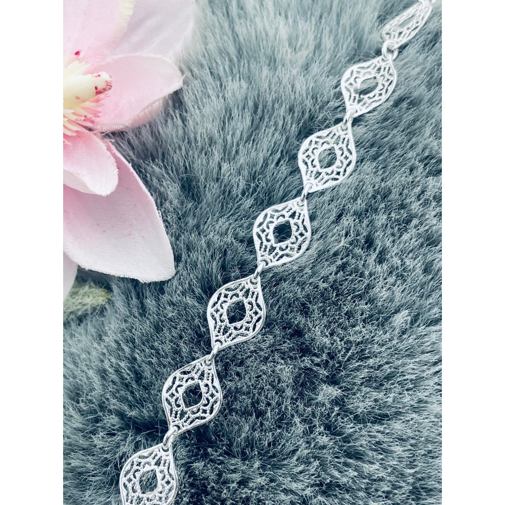Kopie von Silberarmband 925 filigran - ovale Durchbruch-Elemente