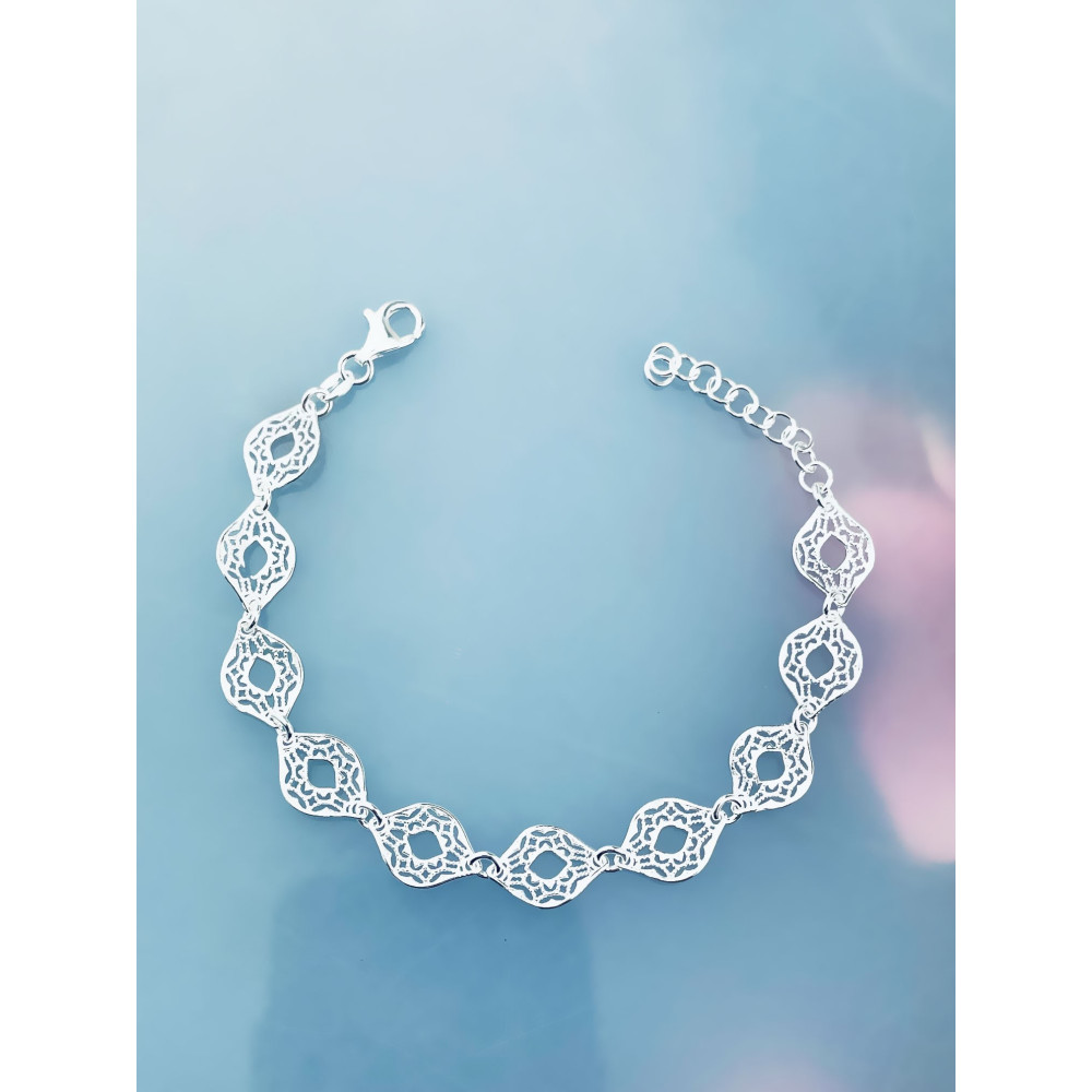Kopie von Silberarmband 925 filigran - ovale Durchbruch-Elemente