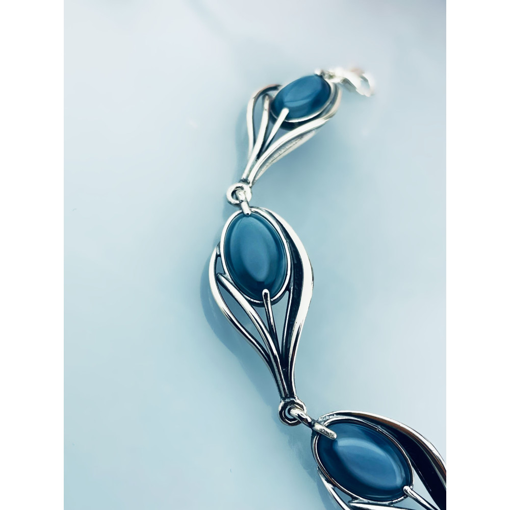 Silberarmband 925 mit Achat - elegantes Damen Armband im Designer-Look