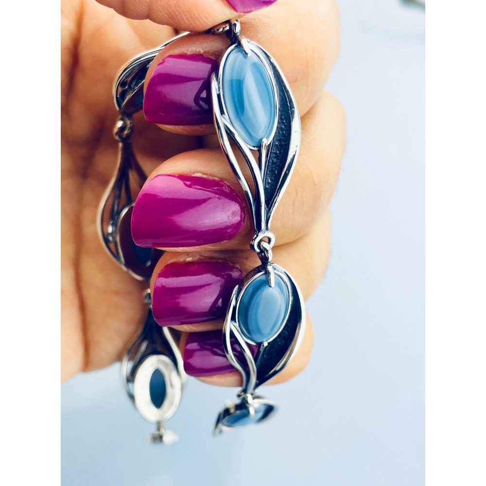 Silberarmband 925 mit Achat - elegantes Damen Armband im Designer-Look