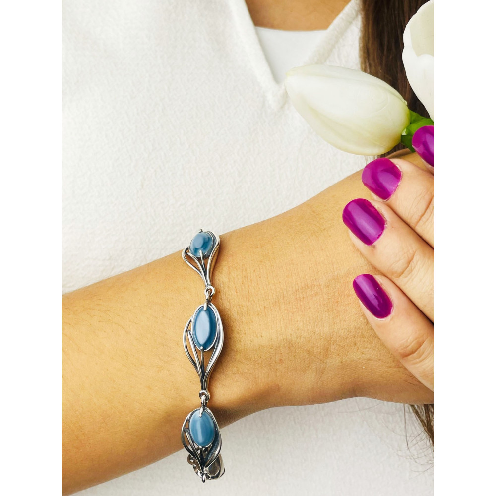 Silberarmband 925 mit Achat - elegantes Damen Armband im Designer-Look