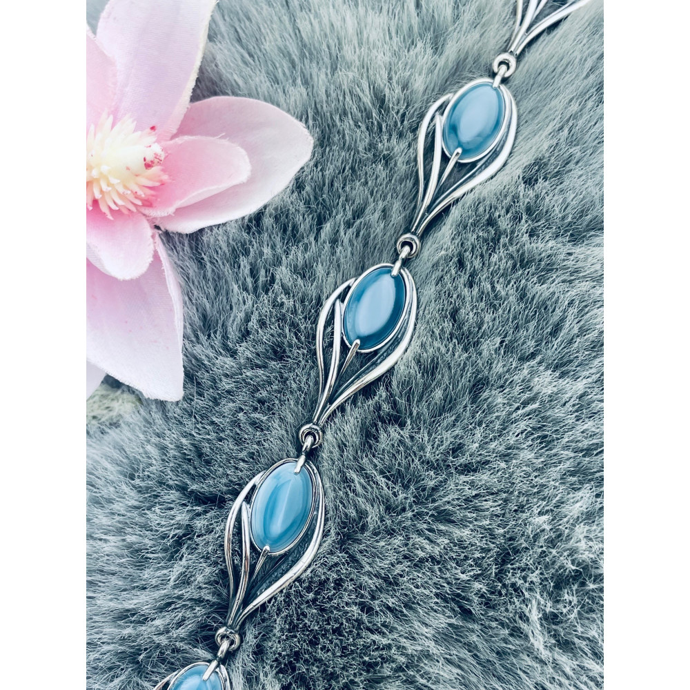 Srebrna bransoletka łezka z agatem