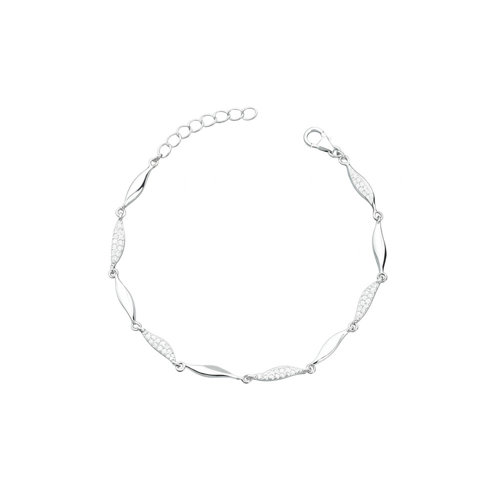 Silberarmband 925 Damen mit Zirkonia Blattdesign verstellbar
