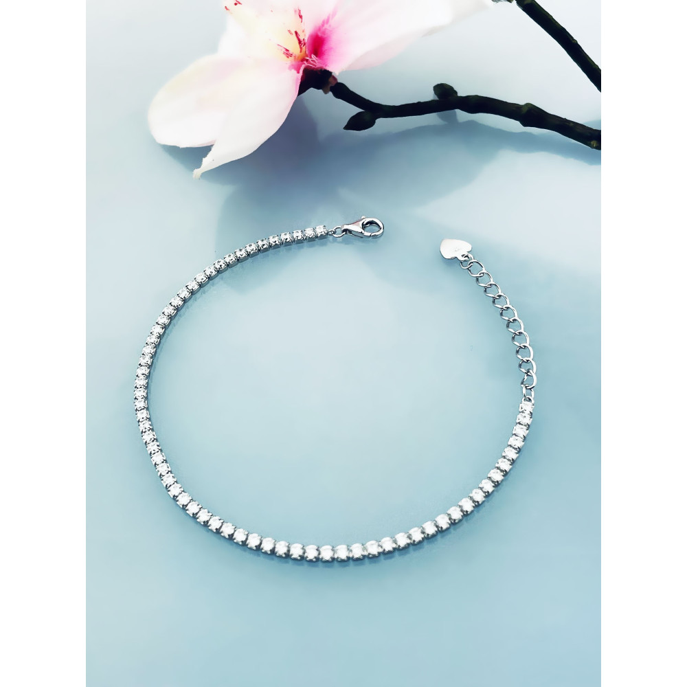 Srebrna bransoletka z cyrkoniami klasyczna prosta