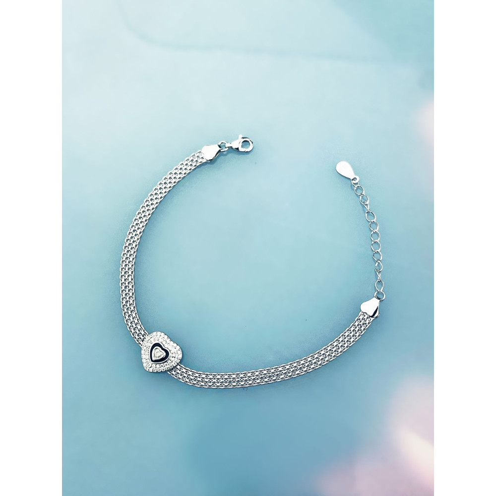 Silberarmband 925 mit Herz aus Zirkonia
