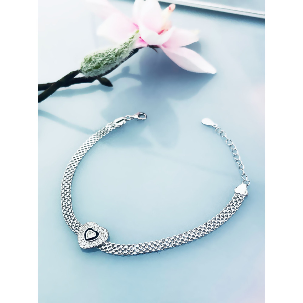 Silberarmband 925 mit Herz aus Zirkonia