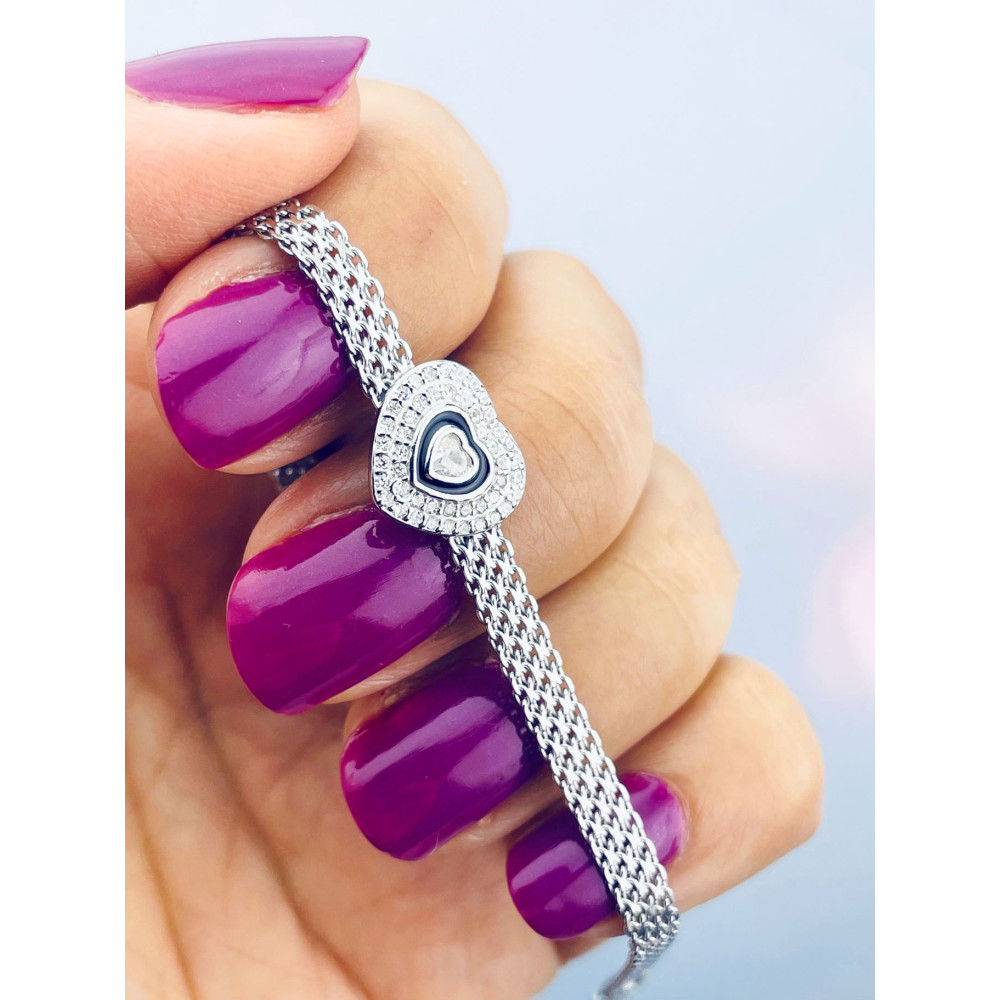 Silberarmband 925 mit Herz aus Zirkonia