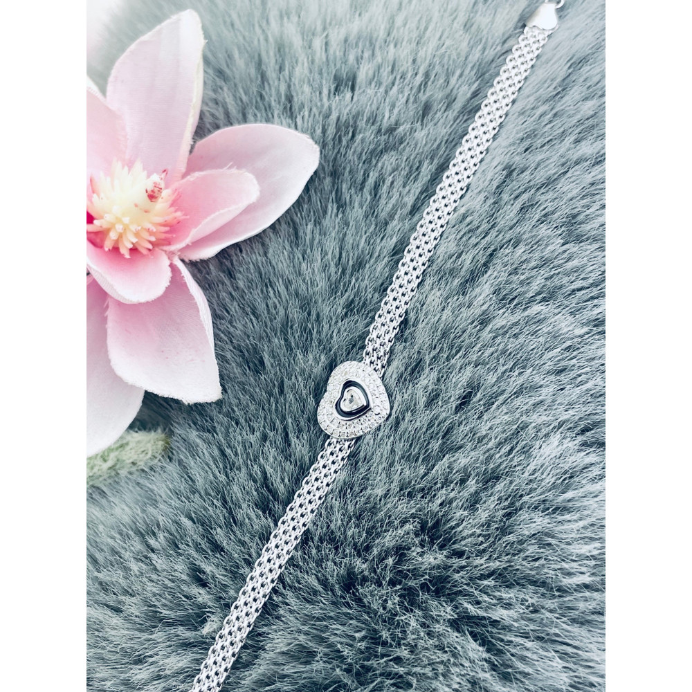 Silberarmband 925 mit Herz aus Zirkonia