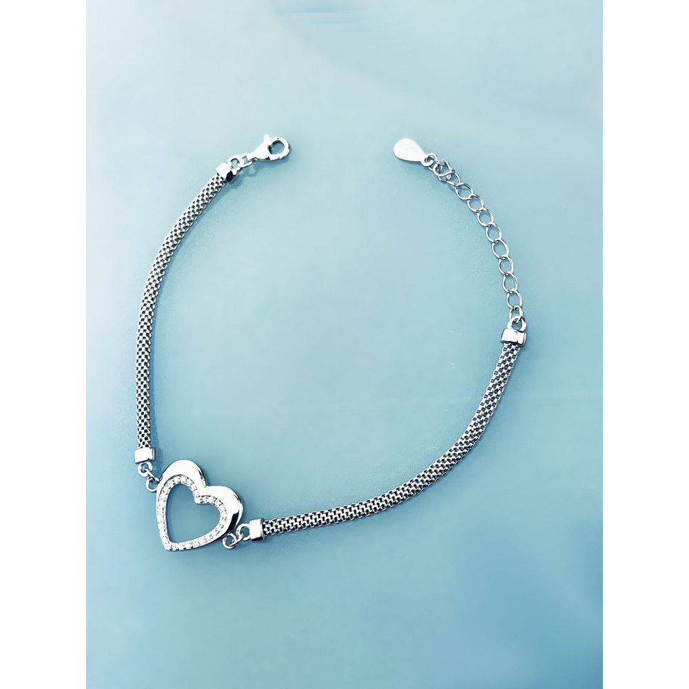 Silberarmband 925 mit Herz aus Zirkonia