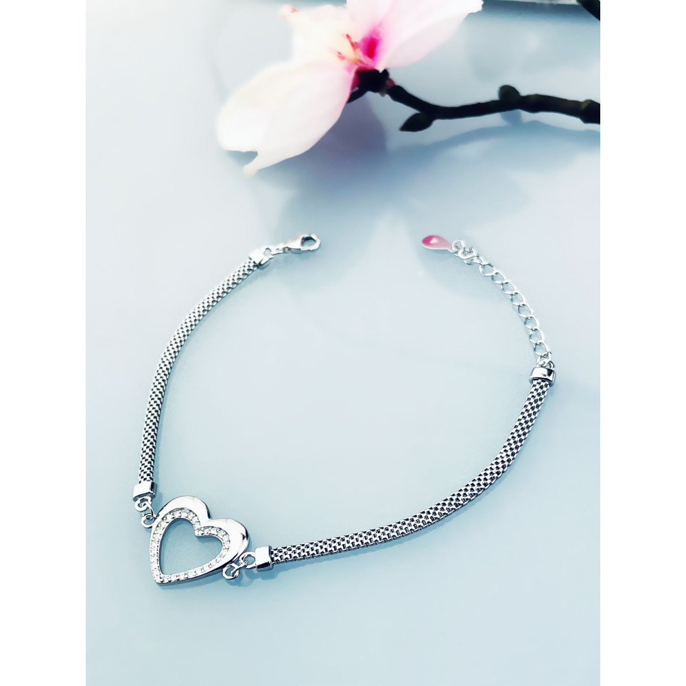 Silberarmband 925 mit Herz aus Zirkonia