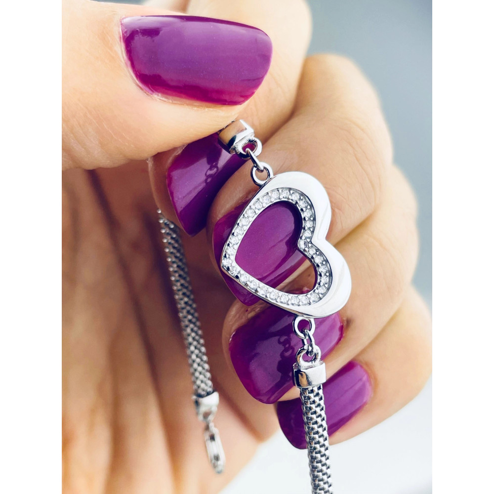 Silberarmband 925 mit Herz aus Zirkonia
