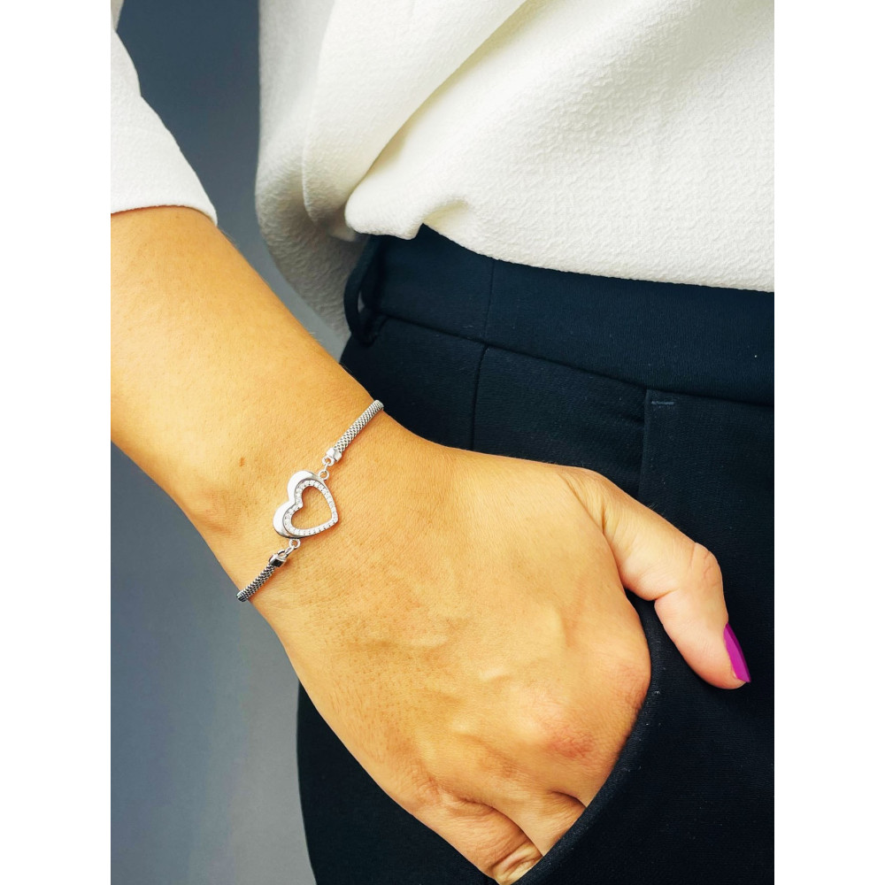Silberarmband 925 mit Herz aus Zirkonia