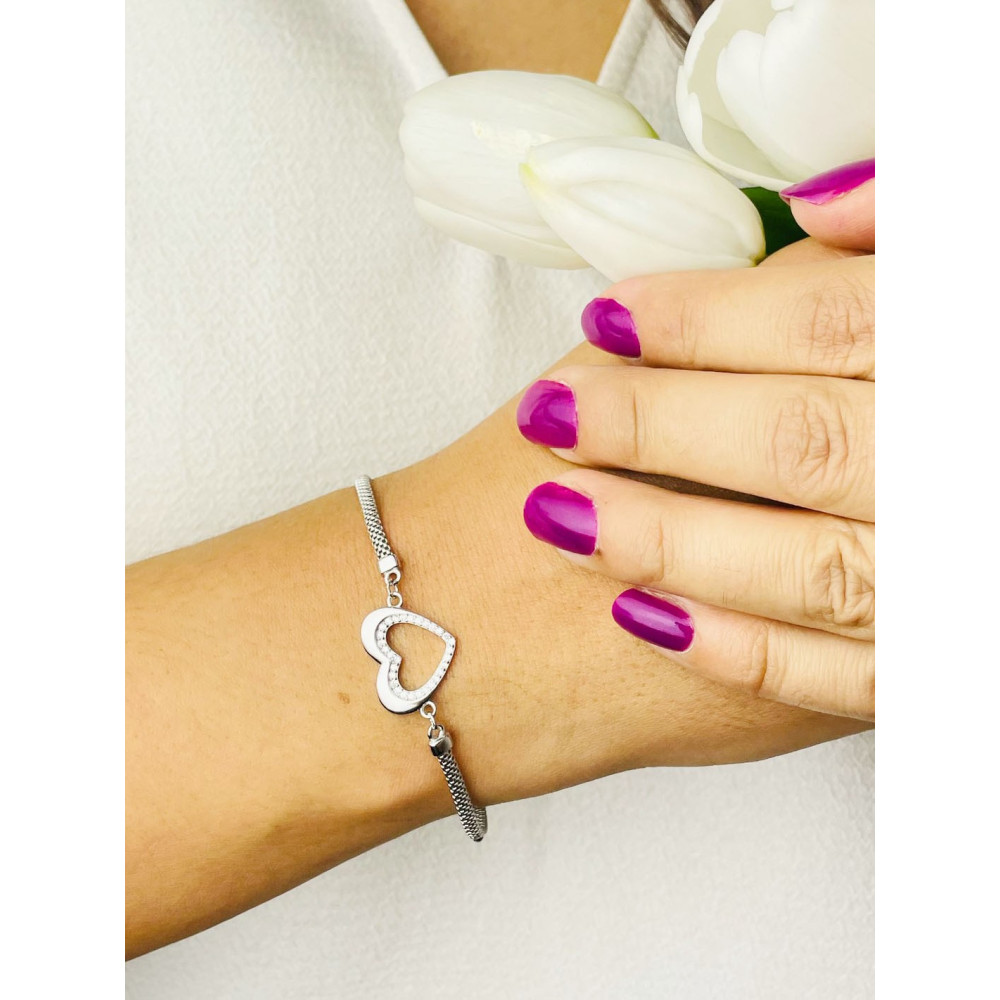 Silberarmband 925 mit Herz aus Zirkonia