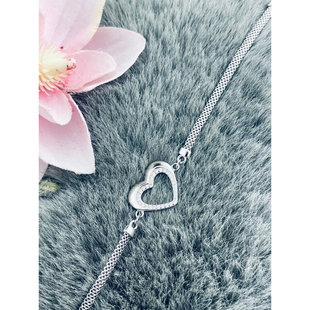 Silberarmband 925 mit Herz aus Zirkonia