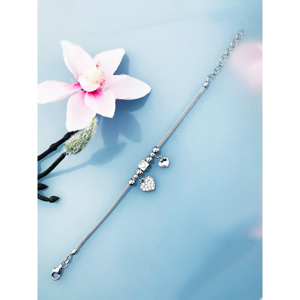 Silberarmband 925 mit Herz aus Zirkonia